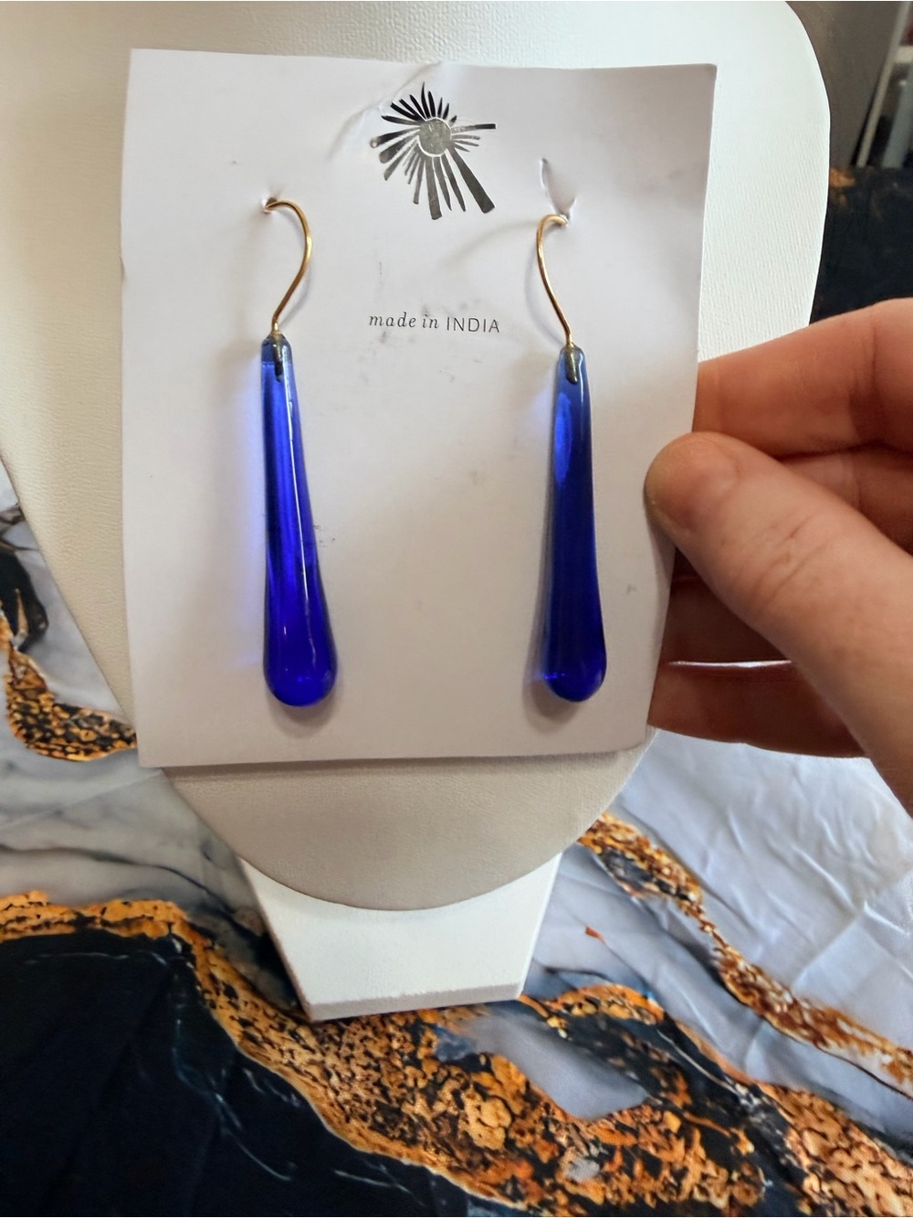 Noonday Collection retired blue cobalt drop earrings NWT!
